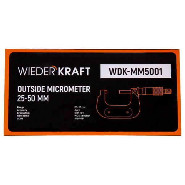 Микрометр нониусный 25-50 мм, 0.01 мм, WDK-MM5001